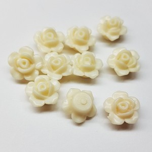 10pc Flatback Flower Cabochons, White 15mm