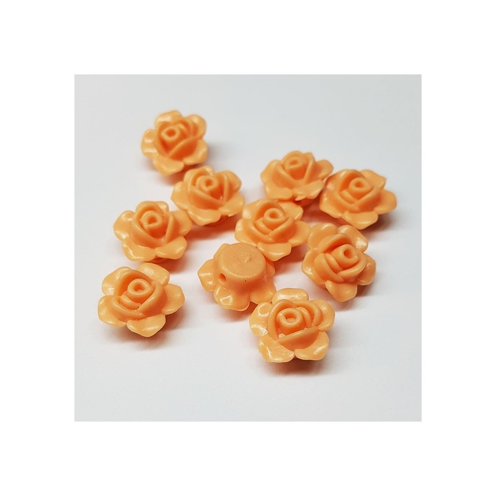 10pc Flatback Flower Cabochons, Peach 15mm