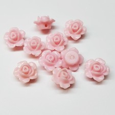 10pc Flatback Flower Cabochons, Pink 15mm