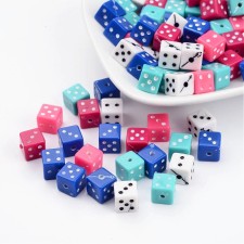 25g Acrylic Dice Beads 7.5mm Hole 1.5mm Assorted Color