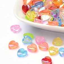 Acrylic Heart Beads 8mm Assorted 25g 