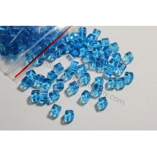 4mm Cobalt Blue Glass Cube Beads - x25
