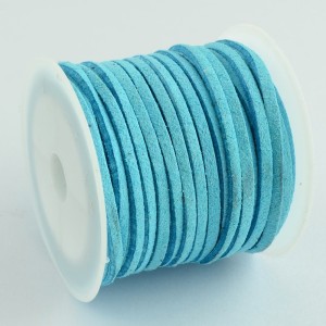 Faux Leather Suede Lace Lt Blue 5 Meter Spool 3mm x 1.5mm