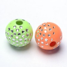 25g Acrylic Round Metal Enlaced Beads 8mm Hole 2mm Assorted Color