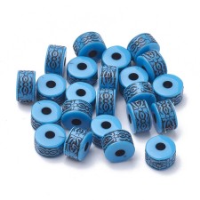 10pc Antique Acrylic Beads, Tube, Blue, 7.5x4.5mm, Hole: 2mm