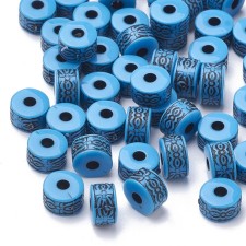 10pc Antique Acrylic Beads, Tube, Blue, 7.5x4.5mm, Hole: 2mm