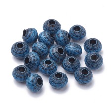 10pc Antique Acrylic Beads, Round Blue, 10.5x8mm, Hole: 3.5mm