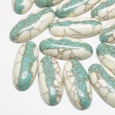 2pc Synthetic Turquoise Cabochons 30x13mm