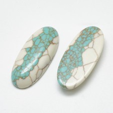 2pc Synthetic Turquoise Cabochons 30x13mm