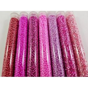 Assorted Pink Mix Beads Set 5 Tubes 10/0 Seed Beads