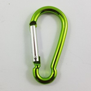 1pc Green Aluminum Carabiners, Key Clasps, about 24mm wide, 50mm long, 4mm