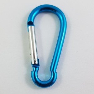 1pc Blue Aluminum Carabiners, Key Clasps, about 24mm wide, 50mm long, 4mm