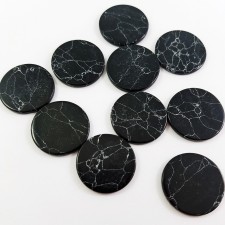 10pc Black Turquoise Cabochons Round Synthetic  20x2mm