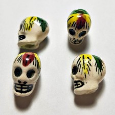 Hand Painted Porcelain Skull Beads, 4 Pack, Made in Peru