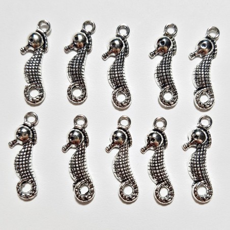 10pc Tibetan Sliver Seahorse Charms 22x8mm