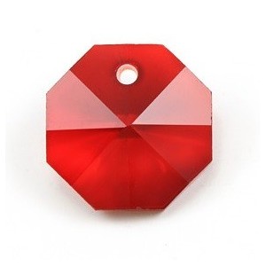 9pc  Crystal - 14x14 Octagon Pendants - Red
