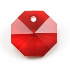 9pc  Crystal - 14x14mm Octagon Pendants - Red