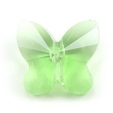 9pc  Crystal - 14mm Butterfly Pendants Bead - Peridot