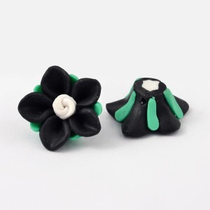 10pc Handmade Fimo Flower Bead Focal Flatback - 21mm x 9-10m