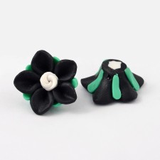 10pc Handmade Polymer Clay Fimo Flower Bead Focal Flatback - 21mm x 9-10m