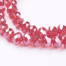 14" Strand 95pc Aprox - 6X4 mm Crystal Faceted Rondelle Beads -  Red