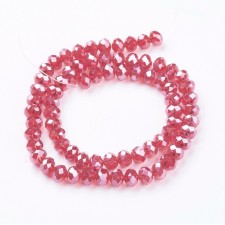 14" Strand 95pc Aprox - 6X4 mm Crystal Faceted Rondelle Beads -  Red