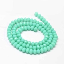 17" Strand 95pc Aprox - 6X4 mm Crystal Faceted Rondelle Beads -  Aquamarine