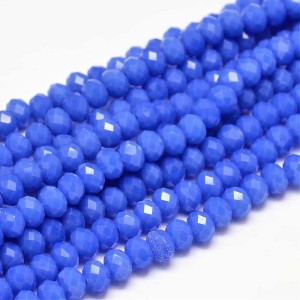 17" Strand 95pc Aprox - 6X4 mm Crystal Faceted Rondelle Beads -  Royal Blue