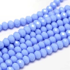 6X4mm Faceted Glass Rondelle Beads - Light Steel Blue - 17" Strand 95pc 