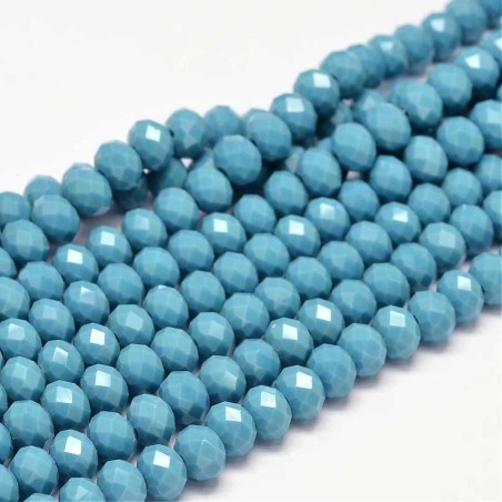 8x6mm Crystal Faceted Rondelle Beads -  Steel Blue - 15.5" Strand 70pc Aprox