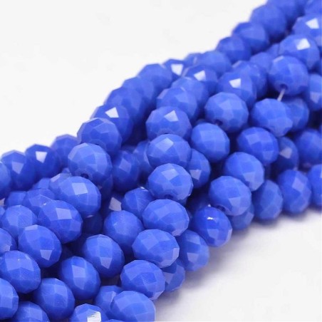 15.5" Strand 70pc Aprox - 8x6 mm Crystal Faceted Rondelle Beads -  Royal Blue