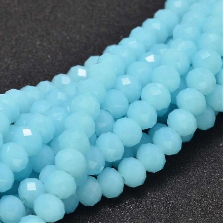 15.5" Strand 70pc Aprox - 8x6 mm Crystal Faceted Rondelle Beads - Light Sky Blue