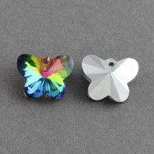 10pc Victorian Crystal - 12x15mm Faceted Butterfly Pendants - vitrail