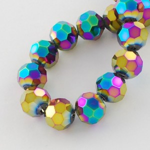 14" Strand 100pc Aprox - 4mm Elecrtoplated Crystal Faceted Round Beads - Multi colour