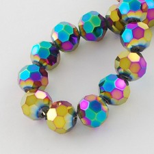 14" Strand 100pc Aprox - 4mm Elecrtoplated Crystal Faceted Round Beads - Multi colour