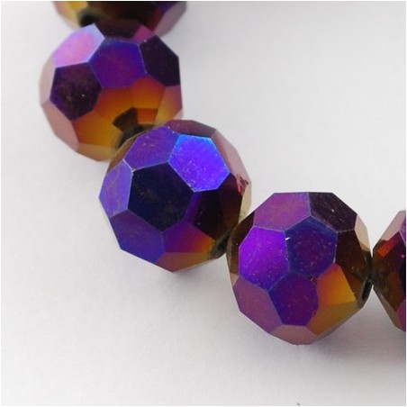 14" Strand 100pc Aprox - 4mm Elecrtoplated Crystal Faceted Round Beads - Purple