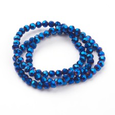 14" Strand 100pc Aprox - 4mm Elecrtoplated Crystal Faceted Round Beads - Blue