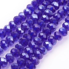 14" Strand 95pc Aprox - 6X4 mm Crystal Faceted Rondelle Beads - Pearl Lustre Blue