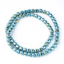 6mm Round Glass - Electroplate Frosted Green - 23 Inch Strand about 100pc