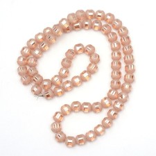 6mm Round Glass - Electroplate Frosted Peach Puff - 23 Inch Strand about 100pc