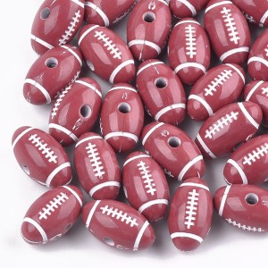 20g Sports Rugby Football Acrylic Beads, 18x10mm, Hole: 2.5mm