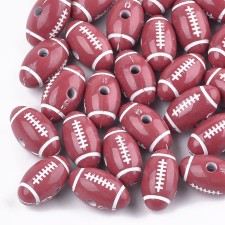 Acrylic Football Beads for Sports Enthusiasts - 18x10mm Rugby/Football Beads (20g Pack)