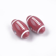 20g Sports Rugby Football Acrylic Beads, 18x10mm, Hole: 2.5mm