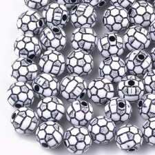 Acrylic Soccer Beads For Sports Enthusiasts - 10mm Soccer/Football Beads (20g Pack)
