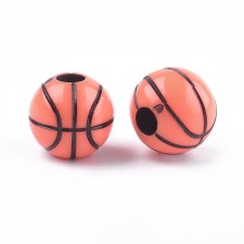 20g Sports Basketball Acrylic Beads, 12mm, Hole: 3.5mm