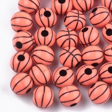 Sports Basketball Acrylic Beads - 12mm - 20g