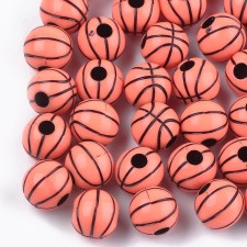 20g Sports Basketball Acrylic Beads, 12mm, Hole: 3.5mm