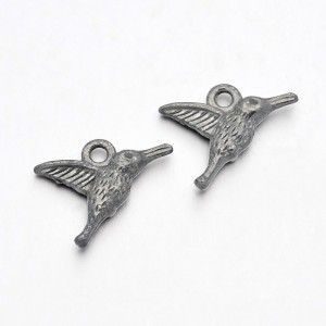 10pc Antique Sliver Bird Charms 16x12mm, Hole 1mm