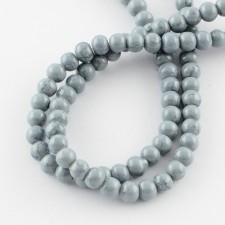 Drawbench 6mm Round Glass - Grey - 31 Inch Strand about 133pc