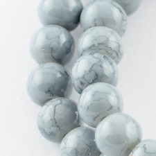 Drawbench 6mm Round Glass - Grey - 31 Inch Strand about 133pc